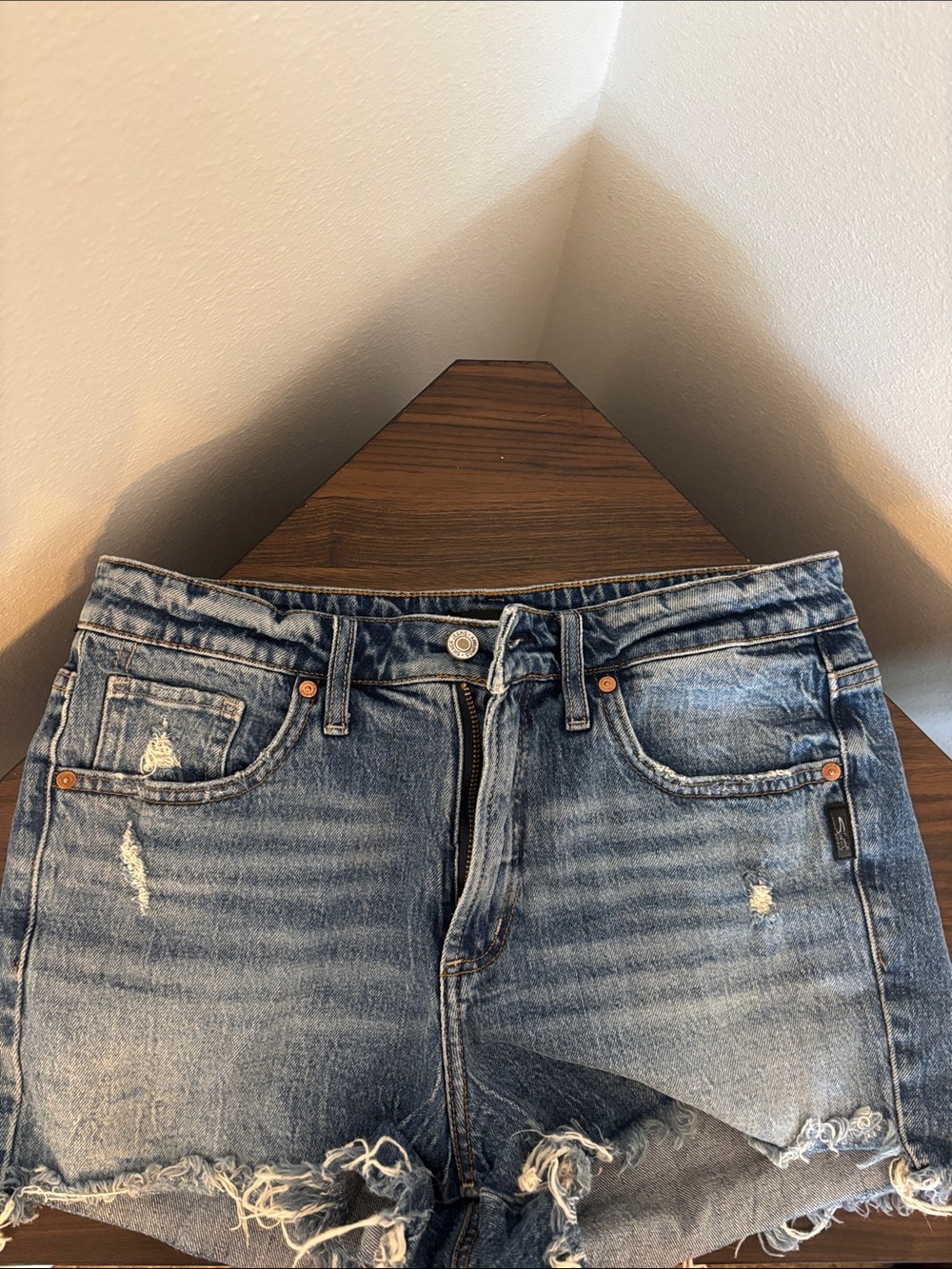 Silver Jeans Light and Medium Blue Washed Denim Shorts